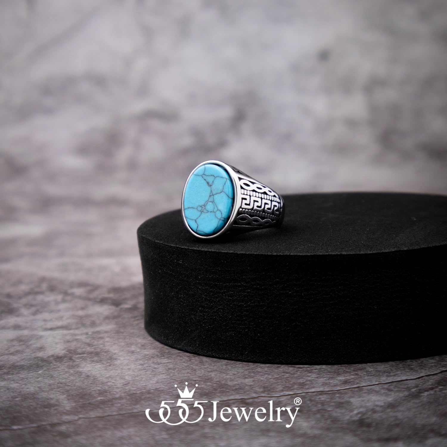 image:image555Jewelry Stainless Steel Vintage Celtic Signet Turquoise Stone Ring for MenTurquoise Style 3