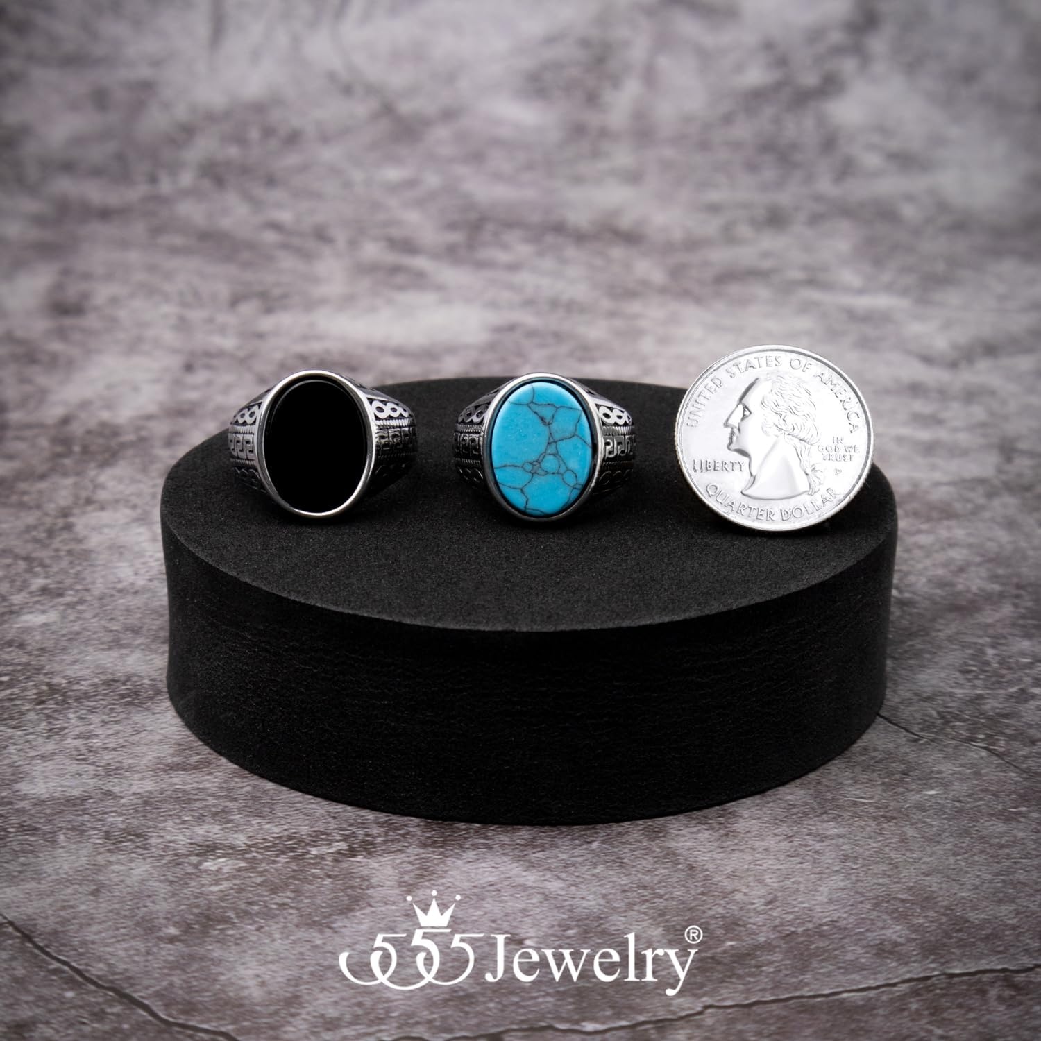 image:image555Jewelry Stainless Steel Vintage Celtic Signet Turquoise Stone Ring for MenTurquoise Style 3