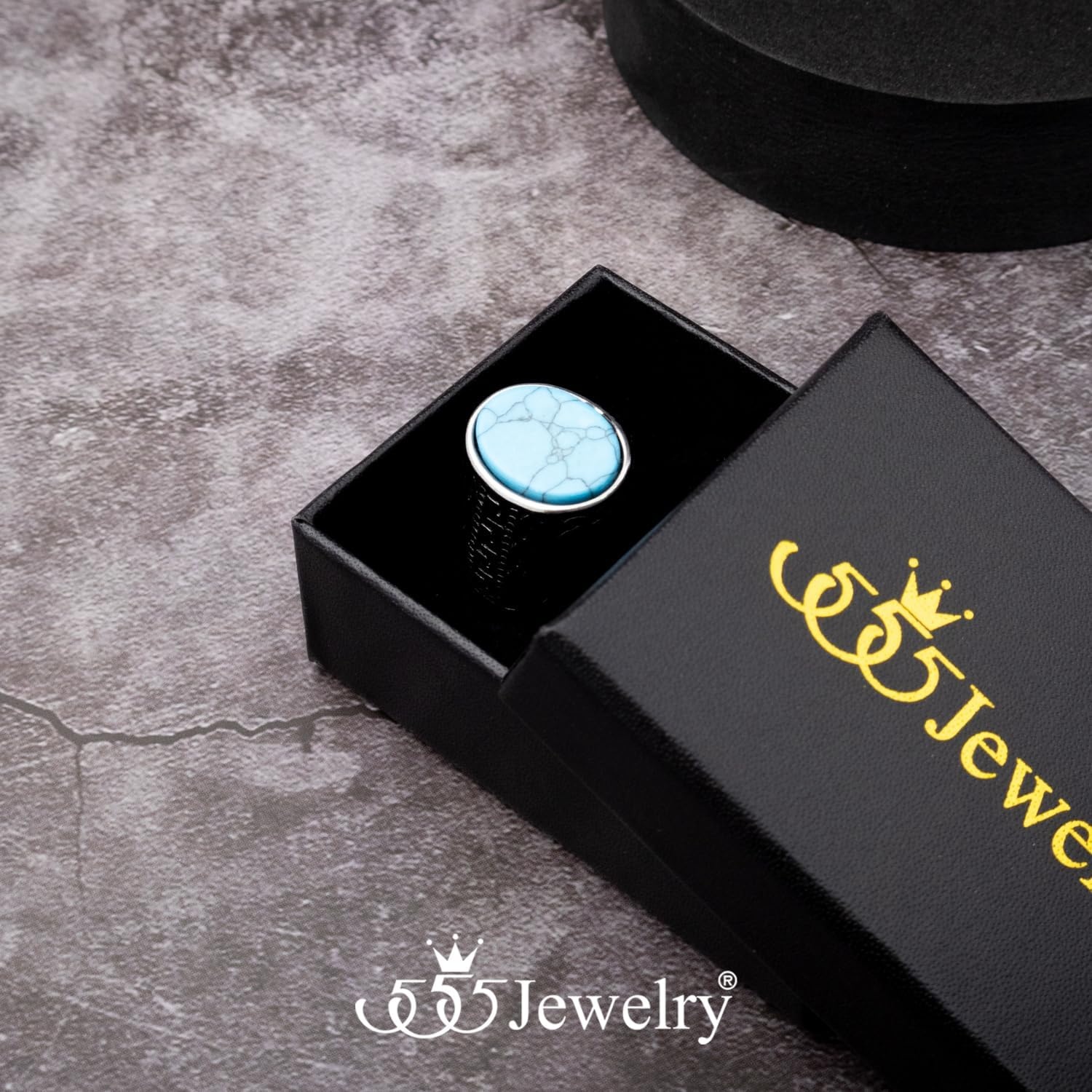 image:image555Jewelry Stainless Steel Vintage Celtic Signet Turquoise Stone Ring for MenTurquoise Style 3