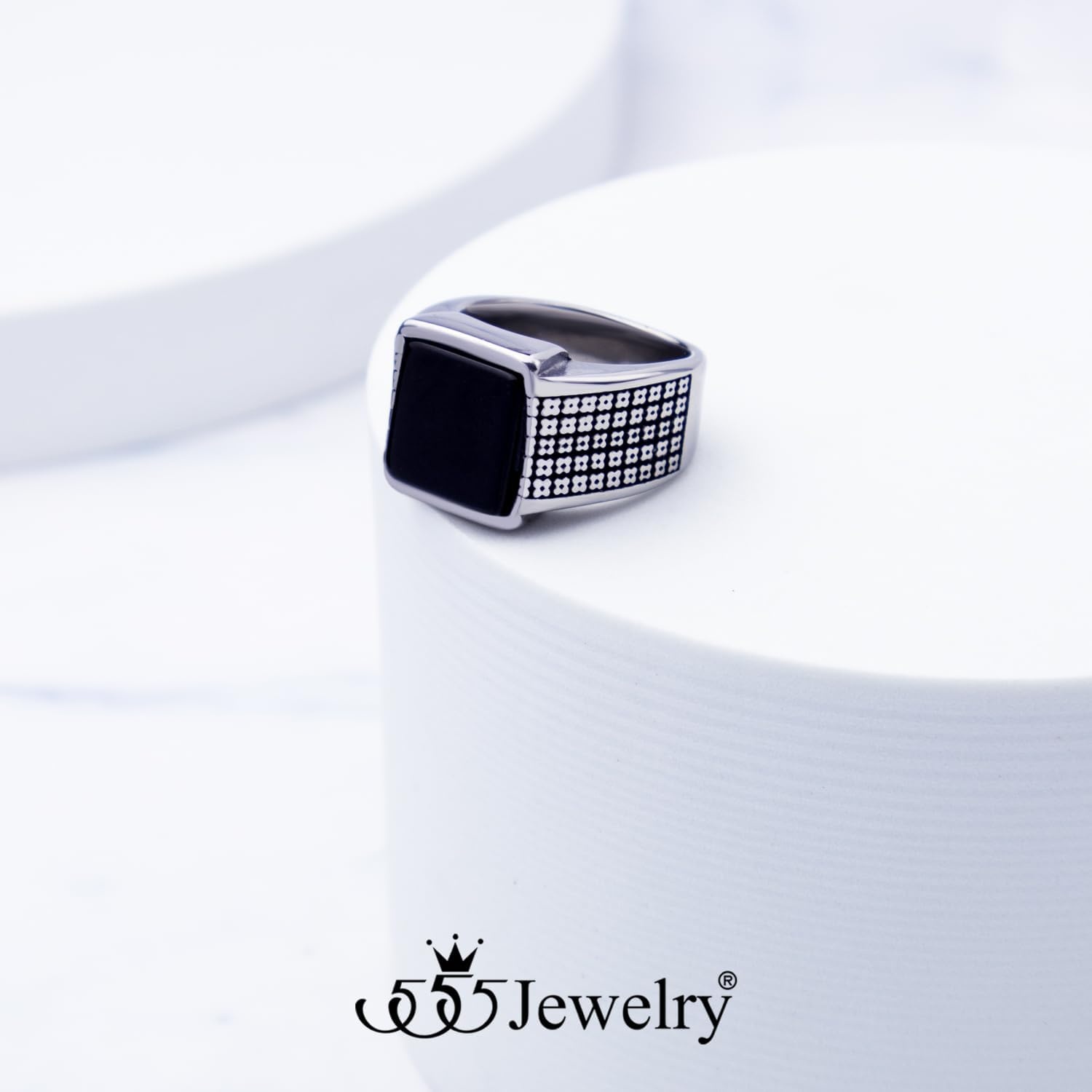 image:image555Jewelry Stainless Steel Vintage Celtic Signet TurquoiseOnyx Stone Ring for MenOnyx Style 3
