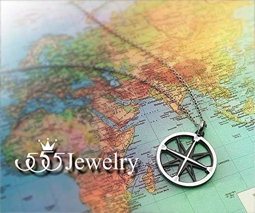 image:image555Jewelry Unisex Stainless Steel Navigator Navigation Compass Pendant NecklaceSilver Black