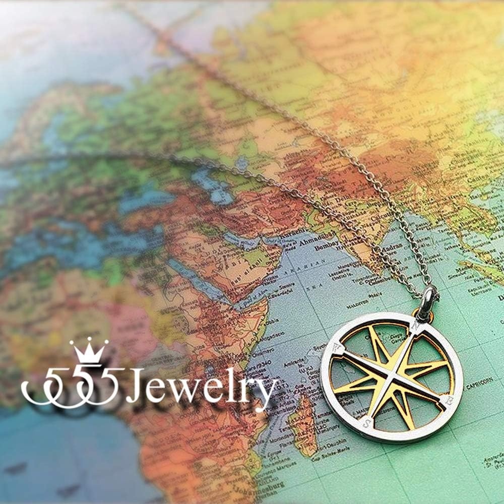 image:image555Jewelry Unisex Stainless Steel Navigator Navigation Compass Pendant NecklaceSilver Gold