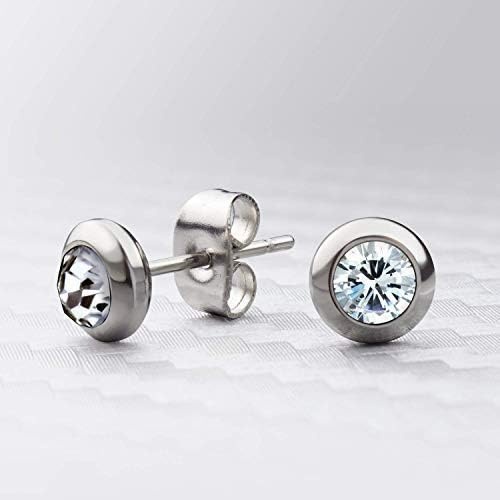 image:image555Jewelry Womens Pair Round Circle Solitaire Cubic Zirconia Bezel Stud EarringsSilver White Cubic Zirconia
