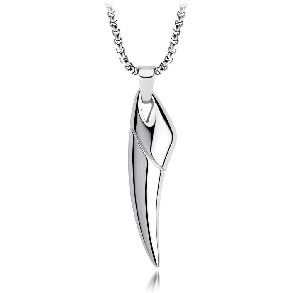 image:image555Jewelry 2 Tone Stainless Steel Horn Necklace for Men 1624 Inch Box ChainSilver