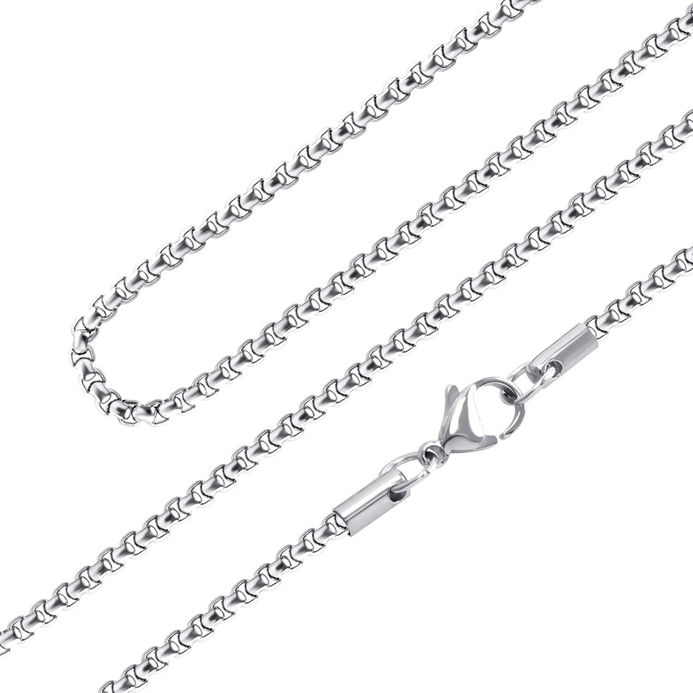 image:image555Jewelry 25mm Stainless Steel Box Chain Necklace for Men amp Women 1628 InchRound Box Chain Silver