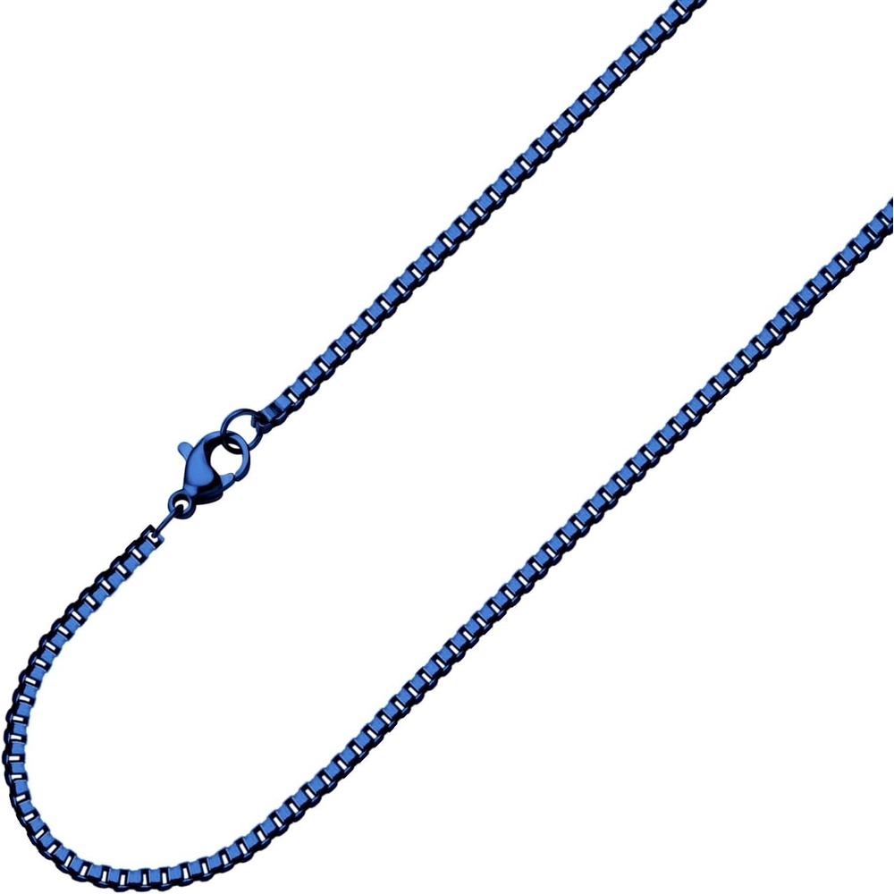 image:image555Jewelry 25mm Stainless Steel Box Chain Necklace for Men amp Women 1628 InchSquare Box Chain Blue