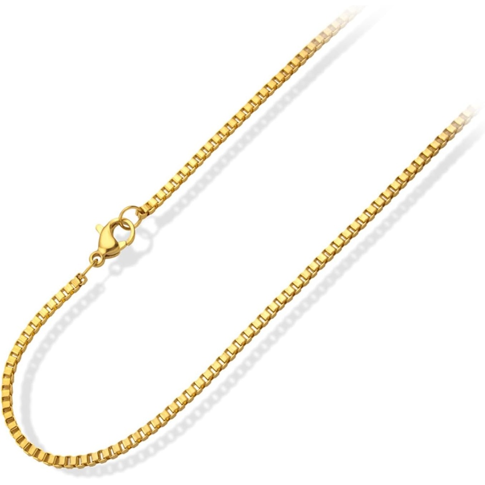 image:image555Jewelry 25mm Stainless Steel Box Chain Necklace for Men amp Women 1628 InchSquare Box Chain Gold
