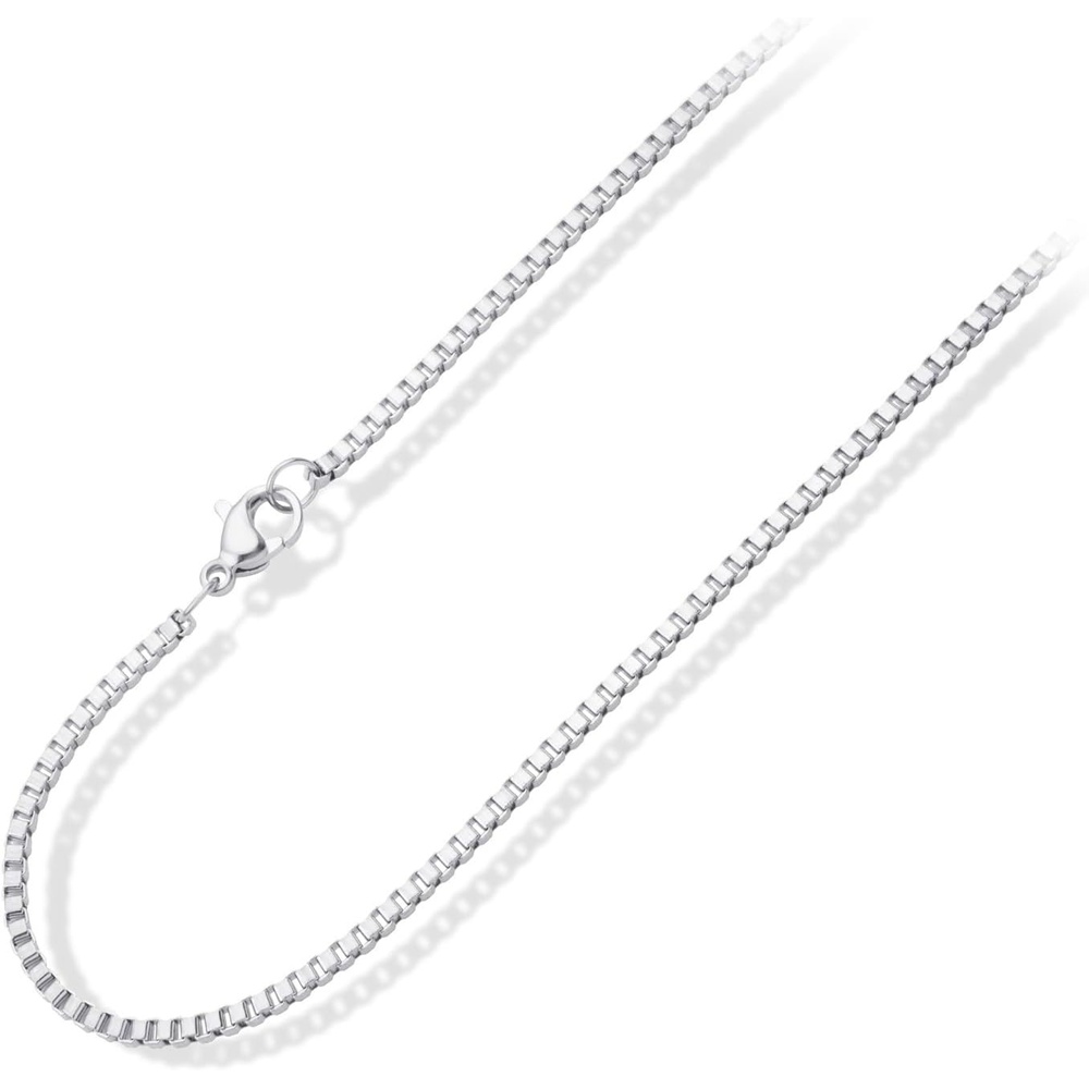 image:image555Jewelry 25mm Stainless Steel Box Chain Necklace for Men amp Women 1628 InchSquare Box Chain Silver