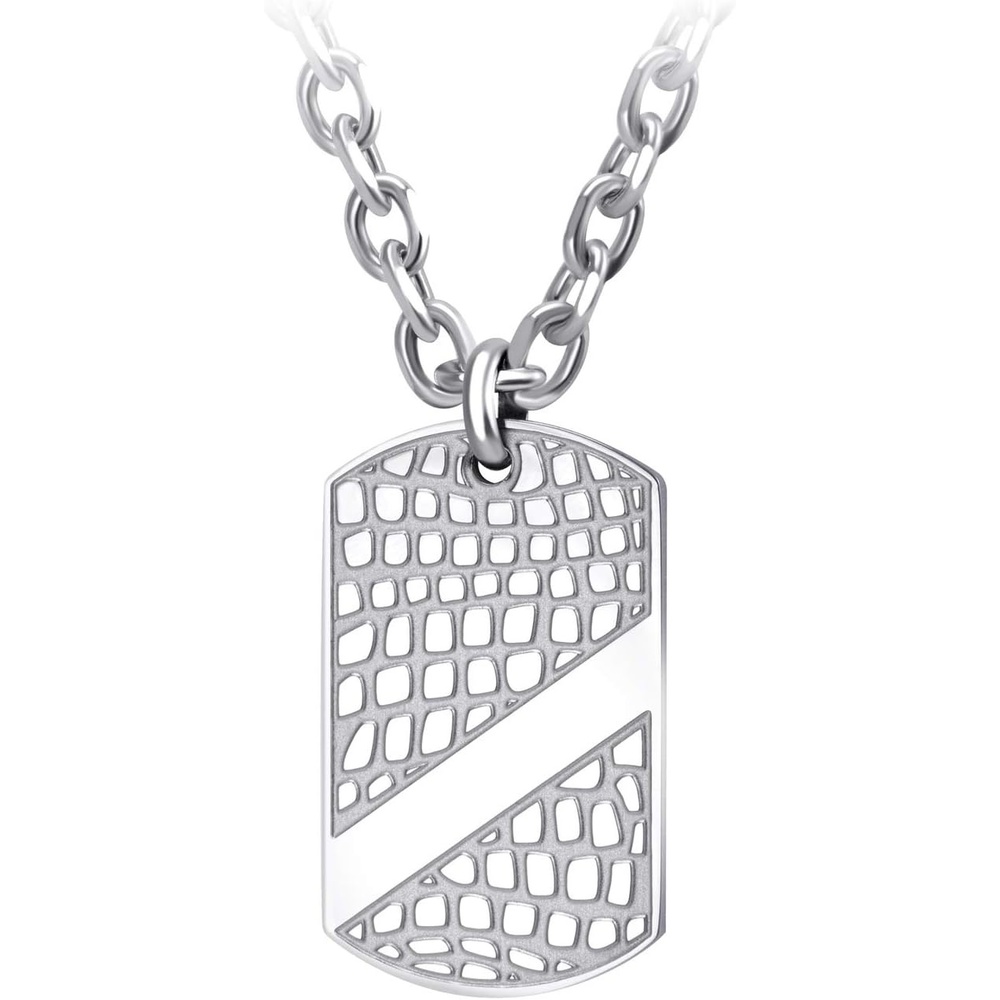 image:image555Jewelry 4mm Chain Stainless Steel Patterned Dog Tag Necklace Pendant for MenSilver