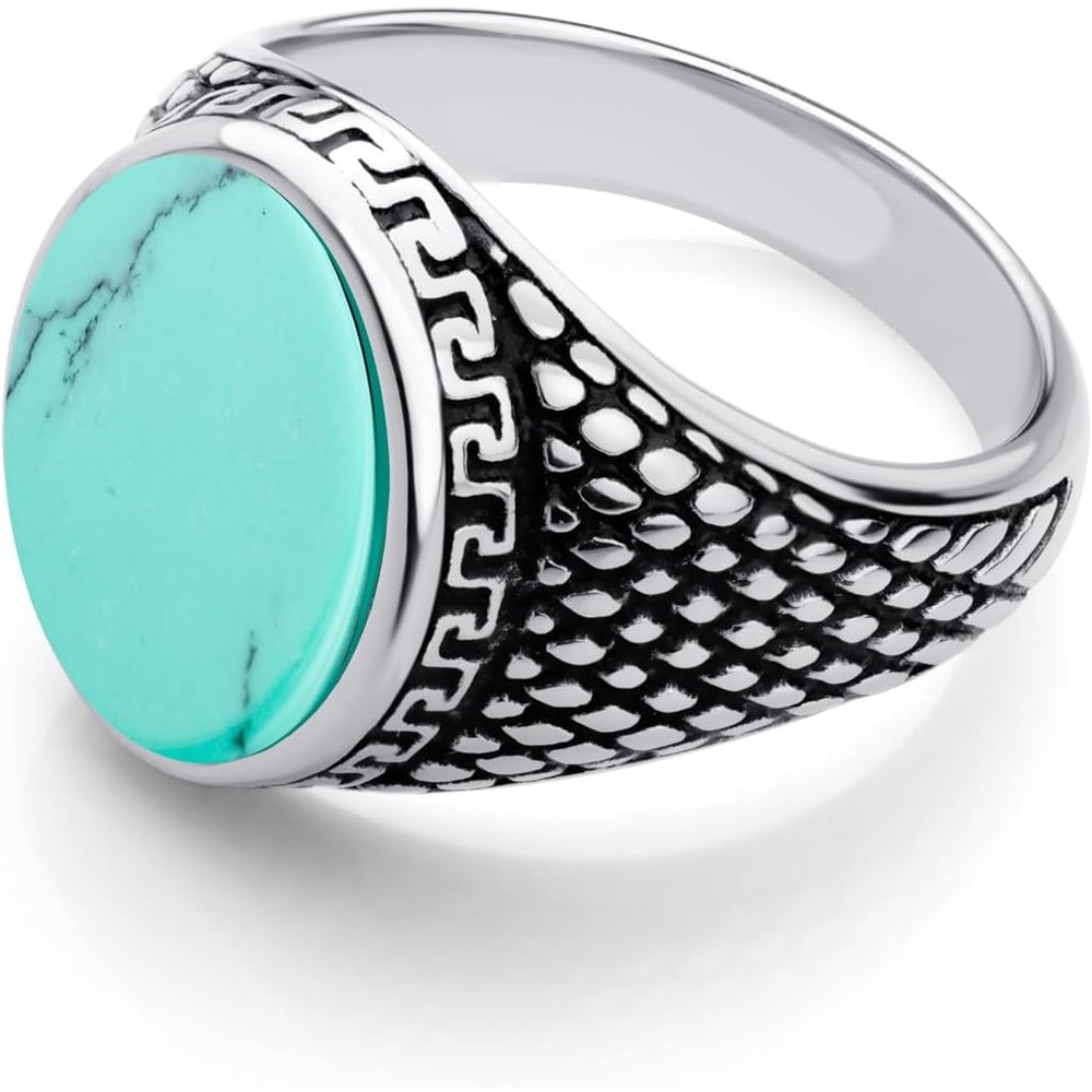 image:image555Jewelry Stainless Steel High Polish Plain Oval Black Onyx Signet Ring for MenSilver Turquoise
