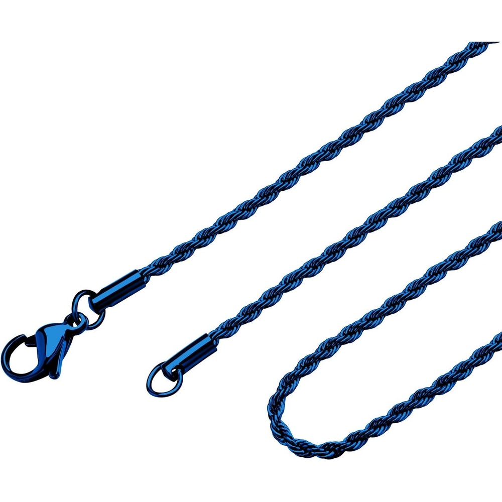 image:image555Jewelry Stainless Steel Hypoallergenic Twisted Singapore Rope Chain NecklaceBlue