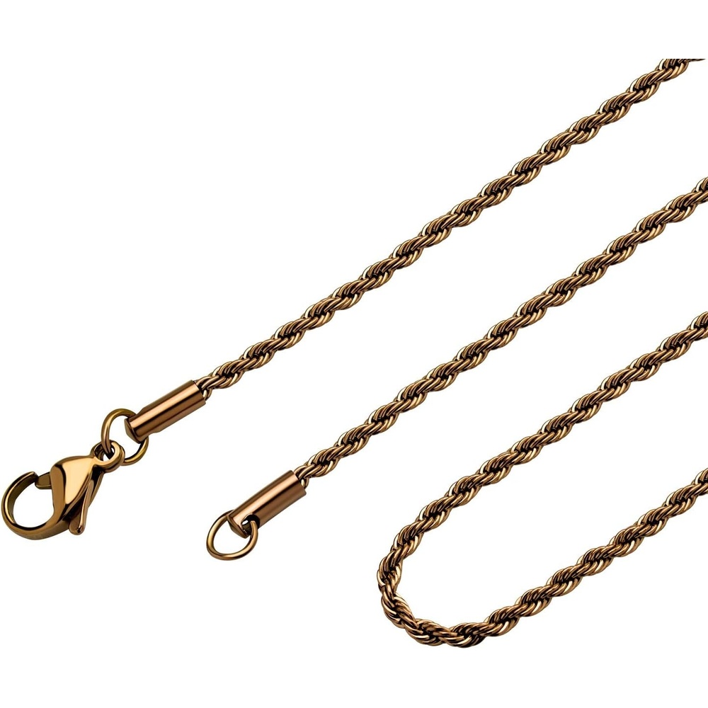 image:image555Jewelry Stainless Steel Hypoallergenic Twisted Singapore Rope Chain NecklaceCoffee