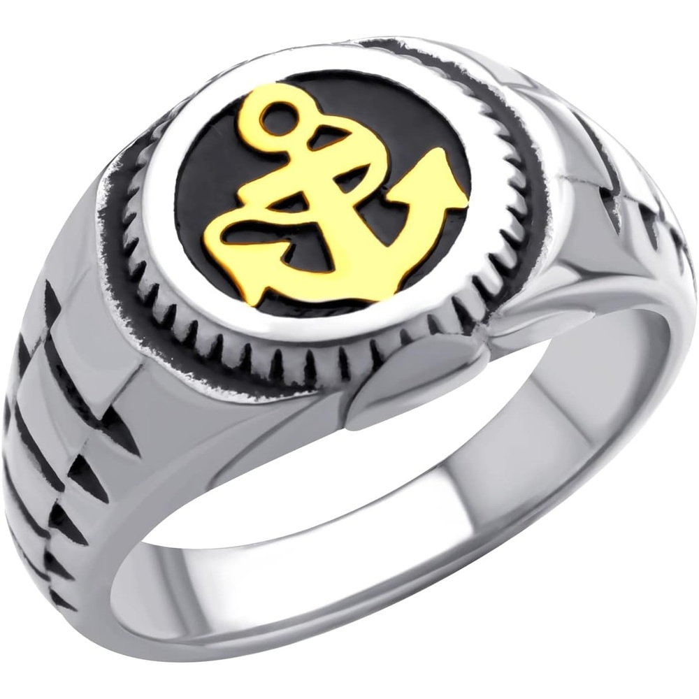 image:image555Jewelry Stainless Steel Modern Nautical Pirate Sailor Anchor Signet Ring for MenSilver Gold