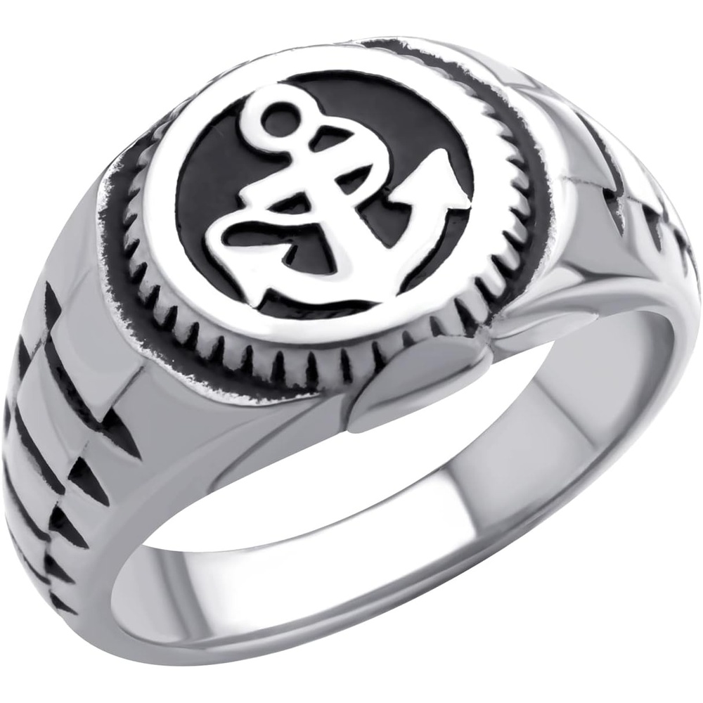 image:image555Jewelry Stainless Steel Modern Nautical Pirate Sailor Anchor Signet Ring for MenSilver