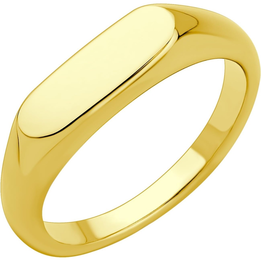 image:image555Jewelry Stainless Steel Solid Plain High Polish Round Signet Ring for MenOval Gold