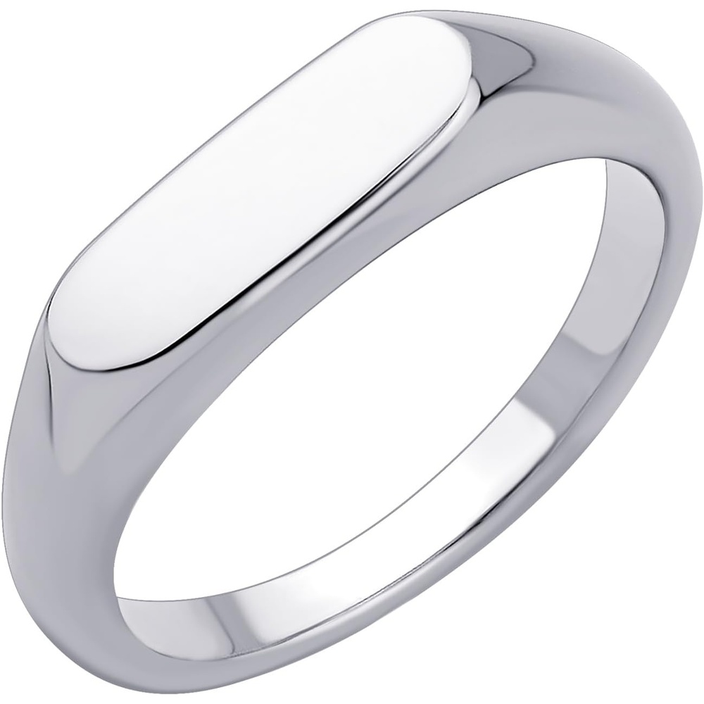 image:image555Jewelry Stainless Steel Solid Plain High Polish Round Signet Ring for MenOval Silver