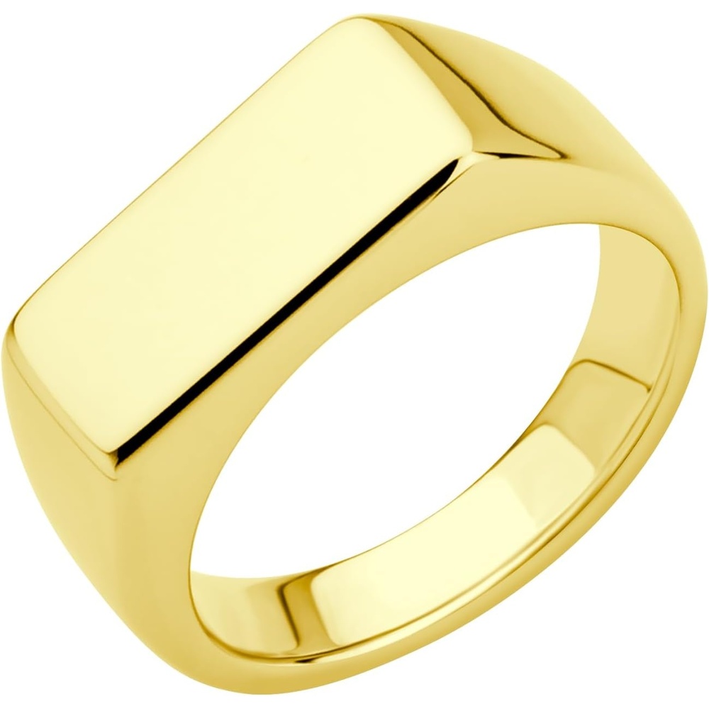 image:image555Jewelry Stainless Steel Solid Plain High Polish Round Signet Ring for MenRectangle Gold