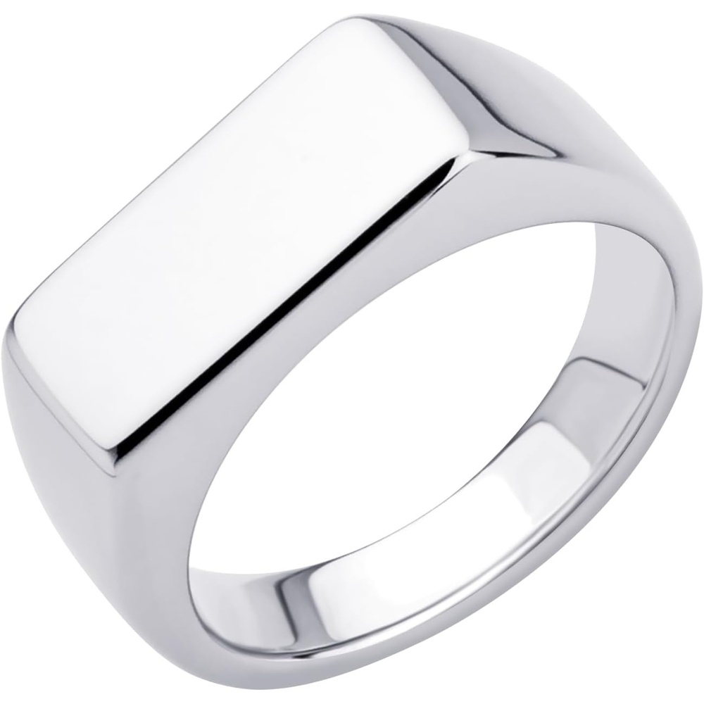 image:image555Jewelry Stainless Steel Solid Plain High Polish Round Signet Ring for MenRectangle Silver