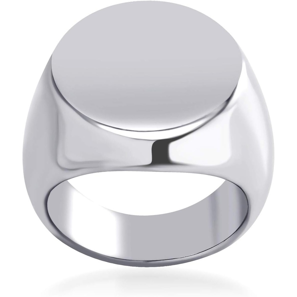 image:image555Jewelry Stainless Steel Solid Plain High Polish Round Signet Ring for MenSilver