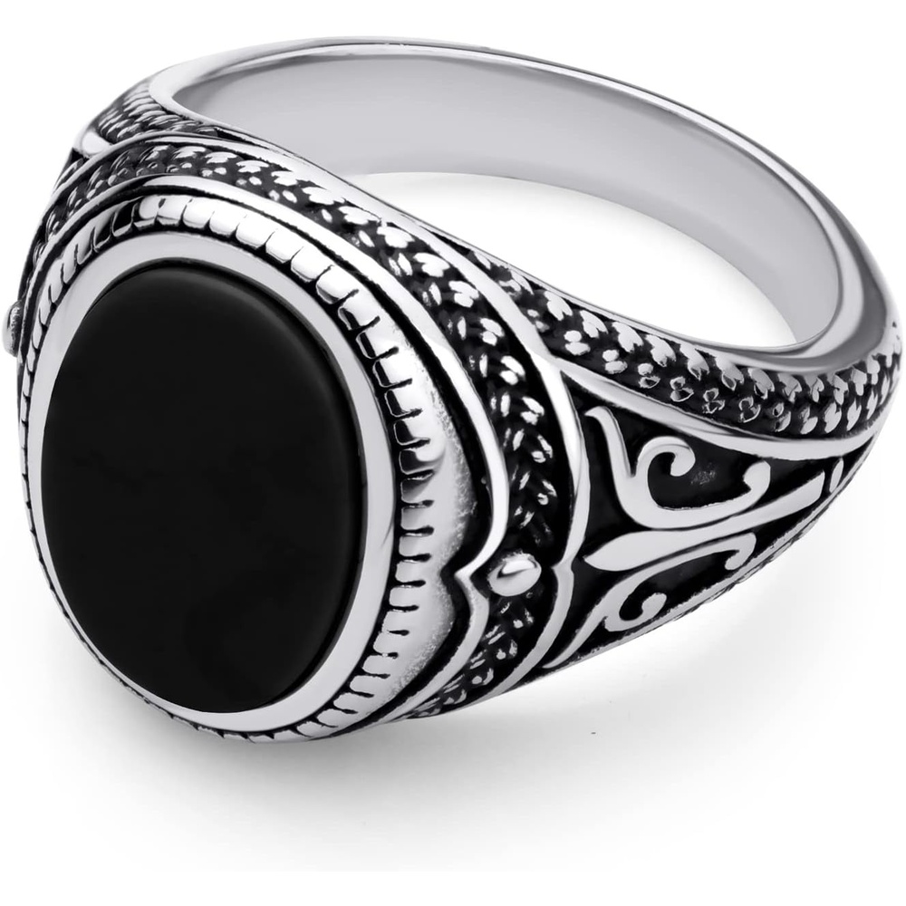 image:image555Jewelry Stainless Steel Vintage Celtic Signet Onyx Stone Ring for MenOnyx