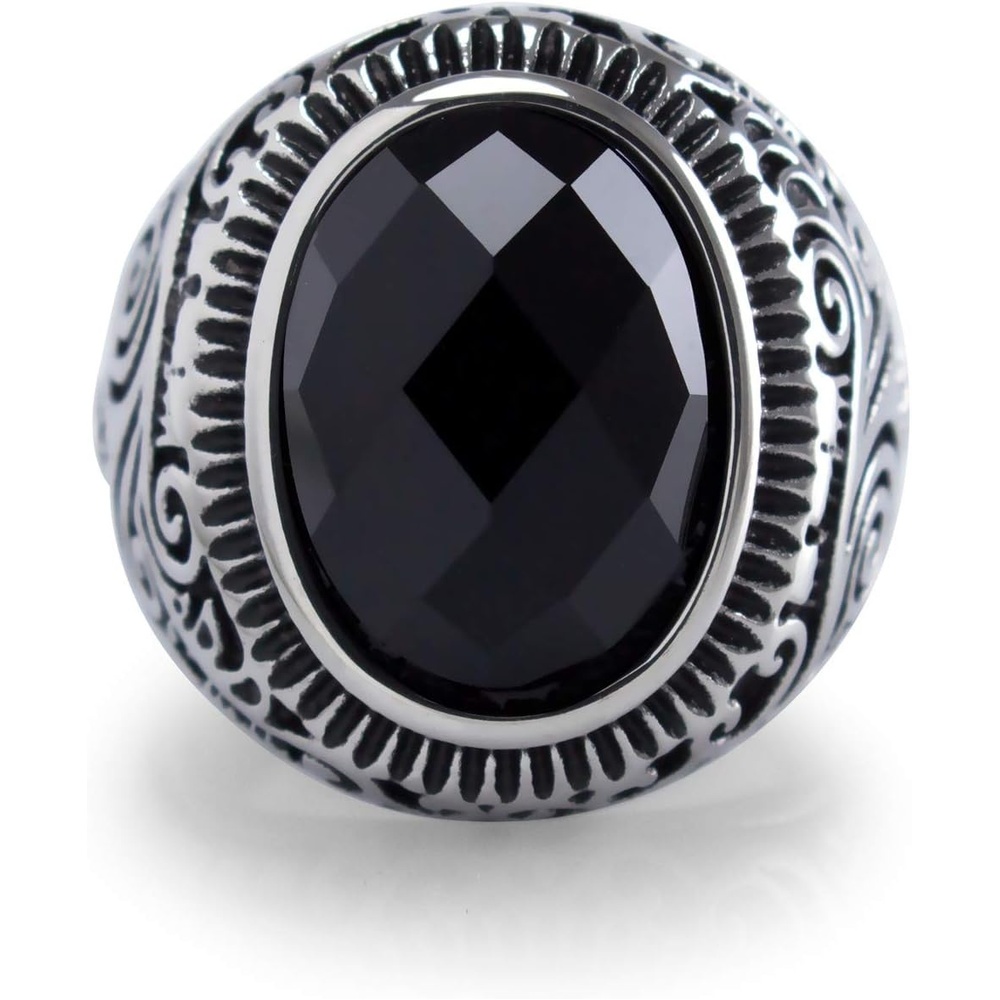 image:image555Jewelry Stainless Steel Vintage Celtic Signet Onyx Stone Ring for MenOnyx Style 1