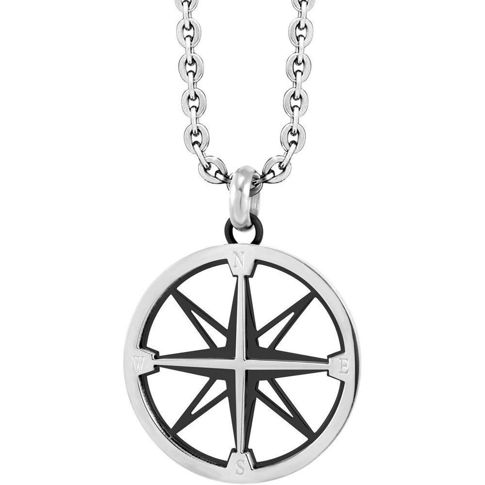image:image555Jewelry Unisex Stainless Steel Navigator Navigation Compass Pendant NecklaceSilver Black