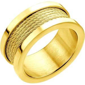 image:image555Jewelry 10mm Wide Stainless Steel Five Twisted Cable Rows Inlay Ring Wedding Band for MenGold