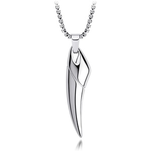image:image555Jewelry 2 Tone Stainless Steel Horn Necklace for Men 1624 Inch Box ChainSilver