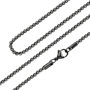 image:image555Jewelry 25mm Stainless Steel Box Chain Necklace for Men amp Women 1628 InchRound Box Chain  Black