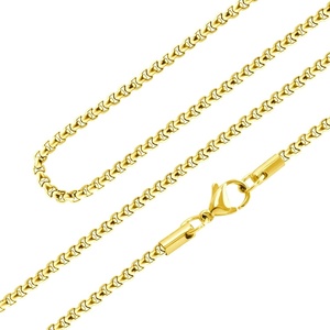 image:image555Jewelry 25mm Stainless Steel Box Chain Necklace for Men amp Women 1628 InchRound Box Chain  Gold