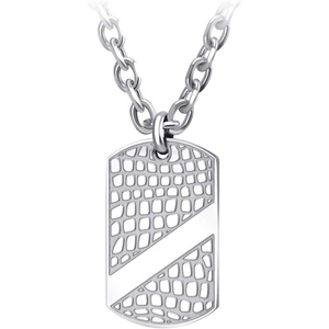 image:image555Jewelry 4mm Chain Stainless Steel Patterned Dog Tag Necklace Pendant for MenSilver