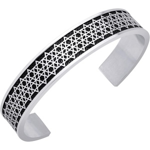 image:image555Jewelry Exclusive Stainless Steel Star of David Open Cuff Bangle Bracelet for MenSilverBlack