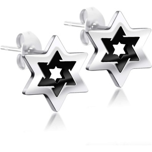 image:image555Jewelry Hypoallergenic Stainless Steel Star of David Stud Earrings for Women amp LadiesSilver  Black