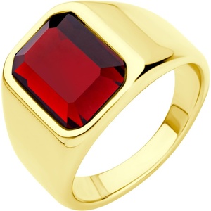 image:image555Jewelry Stainless Steel High Polish Plain Oval Black Onyx Signet Ring for MenGold  Red CZ