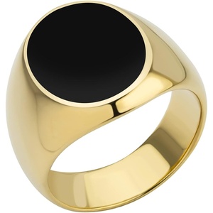 image:image555Jewelry Stainless Steel High Polish Plain Oval Black Onyx Signet Ring for MenGold