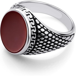 image:image555Jewelry Stainless Steel High Polish Plain Oval Black Onyx Signet Ring for MenSilver  Jasper