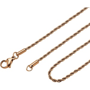 image:image555Jewelry Stainless Steel Hypoallergenic Twisted Singapore Rope Chain NecklacePink Rose Gold