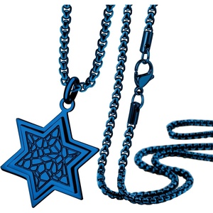 image:image555Jewelry Stainless Steel Patterned Star of David Necklace for Men amp Women 1624 Inch Box ChainBlue