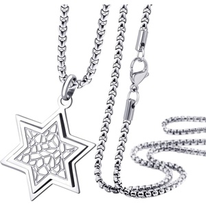 image:image555Jewelry Stainless Steel Patterned Star of David Necklace for Men amp Women 1624 Inch Box ChainSilver