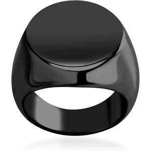 image:image555Jewelry Stainless Steel Solid Plain High Polish Round Signet Ring for MenBlack