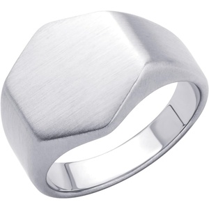 image:image555Jewelry Stainless Steel Solid Plain High Polish Round Signet Ring for MenHexagon Silver