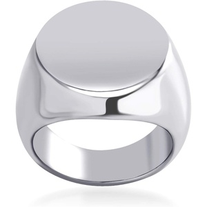 image:image555Jewelry Stainless Steel Solid Plain High Polish Round Signet Ring for MenSilver