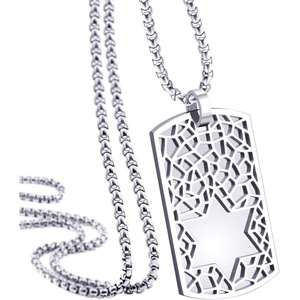 image:image555Jewelry Stainless Steel Star of David Dog Tag Necklace for Men amp Women 1624 Inch Box ChainSilver