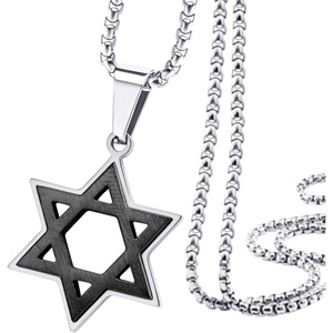 image:image555Jewelry Stainless Steel Star of David Necklace for Men amp Women 1624 Inch Box ChainSilver  Black