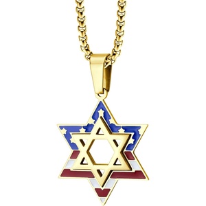 image:image555Jewelry Stainless Steel Star of David amp US Flag Necklace Pendant 1624 Box ChainGold  Style 4