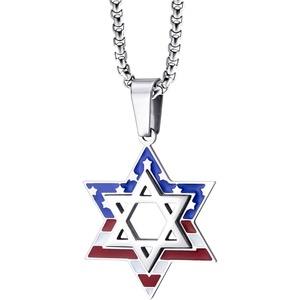 image:image555Jewelry Stainless Steel Star of David amp US Flag Necklace Pendant 1624 Box ChainSilver  Style 4