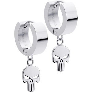 image:image555Jewelry Stainless Steel Unisex Dangle Charm Skull Hoop EarringsSilver