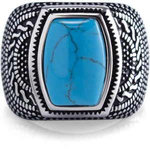 image:image555Jewelry Stainless Steel Vintage Celtic Signet Turquoise Stone Ring for MenTurquoise Style 2