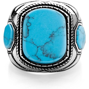 image:image555Jewelry Stainless Steel Vintage Celtic Signet TurquoiseOnyx Stone Ring for MenTurquoise