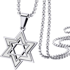 image:image555Jewelry Star of David Necklace for Men 2 Tone Stainless Steel Jewish Star  Necklace with 1624 Inch Box Chain  Star of David PendantSilver